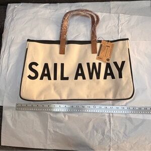 Canvas Tote with Bold Sail Away Print